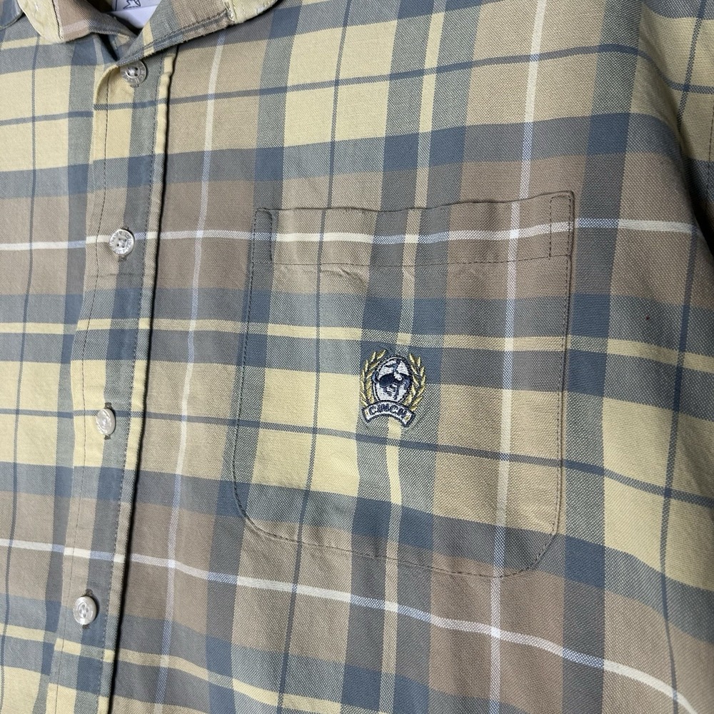 Cinch Button Down Shirt Men's Size Large Yellow Plaid Twill Cotton - Picture 3 of 6